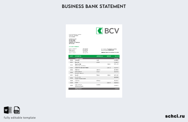 цифровая загрузка выписки со счета компании BCV Bank в формате Word и PDF шаблон